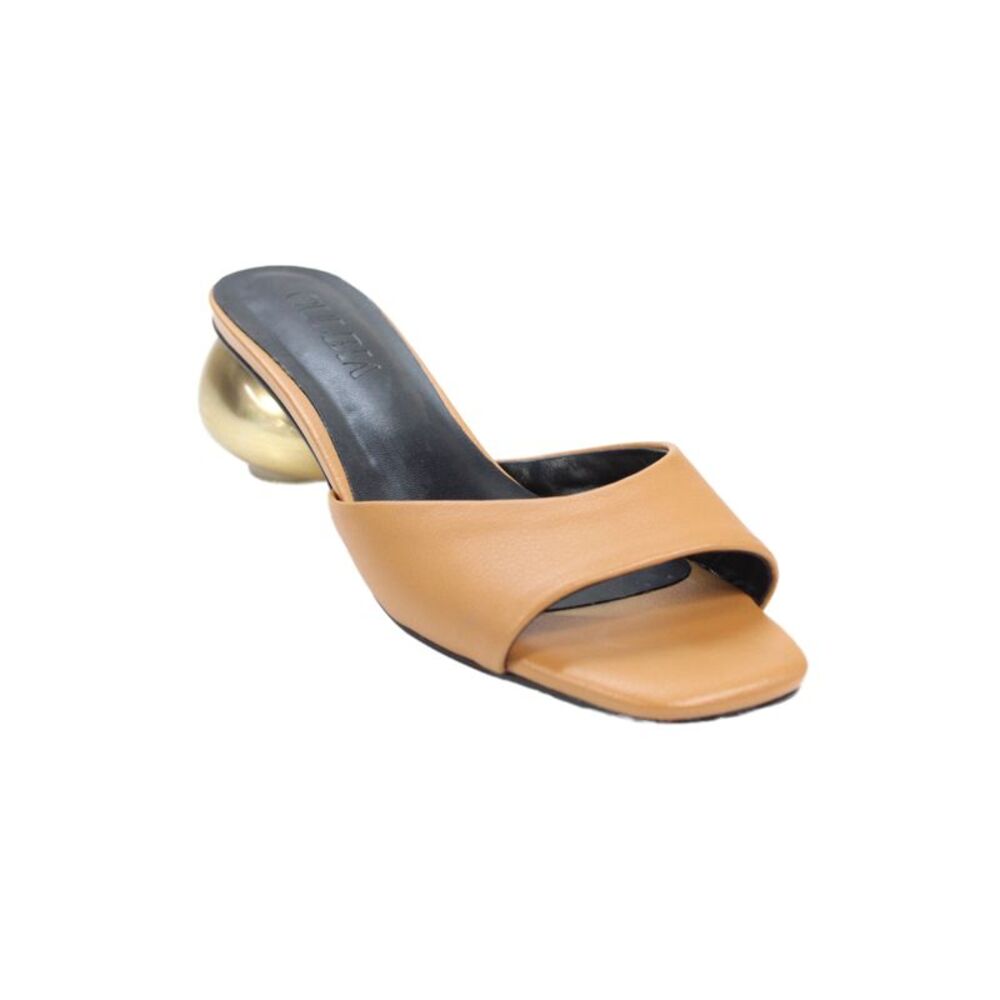 Culbia Womens Womens Leather Open Toe Slip On Heels Brown Size 6